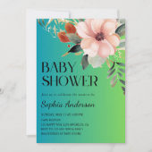Elegante Blumen Gradient Baby Dusche Einladung (Vorderseite)