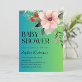 Elegante Blumen Gradient Baby Dusche Einladung (Stehend Vorderseite)