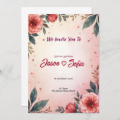 Elegante Blumen Hochzeit Einladung Pink Peonies (Vorne/Hinten)