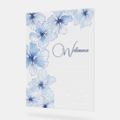 Elegante Blumen Hochzeit Willkommen Acrylschild (Winkel)