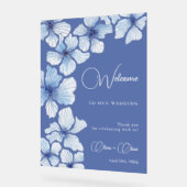 Elegante Blumen Hochzeit Willkommen Acrylschild (Winkel)