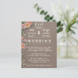 Elegante Blumen-Hochzeitseinladungssets Postkarte