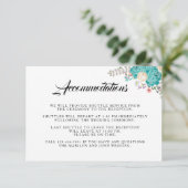 Elegante Blumen Hochzeitsunterkünfte Begleitkarte (Stehend Vorderseite)