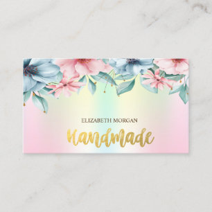 Elegante Blumen Holografisch Handgefertigt Visitenkarte