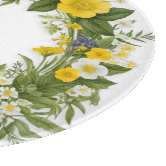 Elegante Blumen Hübsche Mit Monogramm Frühlingsblu Schneidebrett (Ecke)