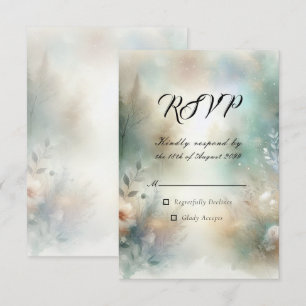 Elegante Blumen in einer Waldhochzeit RSVP Karte