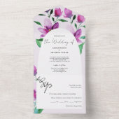 Elegante Blumen in Lilac und Rosa All In One Einladung (Innen Boden)