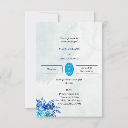 Elegante Blumen, individuell auf Hochzeiten abgest Einladung (Vorderseite)