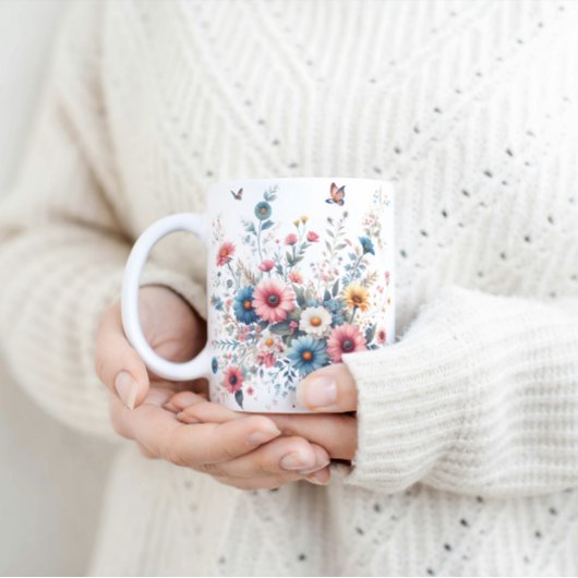 Elegante Blumen Kaffeetasse