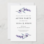 Elegante Blumen-Lavendel Hochzeit nach dem Party Einladung (Vorderseite)