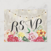 Elegante Blumen-Lichterkette Leinen Hochzeit RSVP