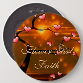 Elegante Blumen-Mädchen-Hochzeit Button (Vorne & Hinten)