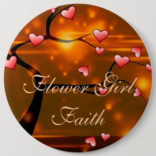 Elegante Blumen-Mädchen-Hochzeit Button (Vorderseite)
