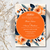Elegante Blumen Orange & Blue Rose Islamische Hoch Einladung