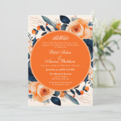 Elegante Blumen Orange & Blue Rose Islamische Hoch Einladung (Stehend Vorderseite)