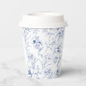 Elegante Blumen Ornament Vintage Babydusche Pappbecher (Rückseite)