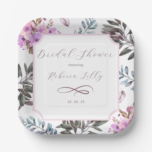 Elegante Blumen Pappteller (Vorderseite)
