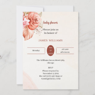 Elegante Blumen-Rahmen-Babydusche individuell ange Einladung