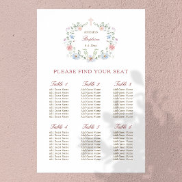Elegante Blumen-Rahmen-Taufe-Seating-Chart Poster