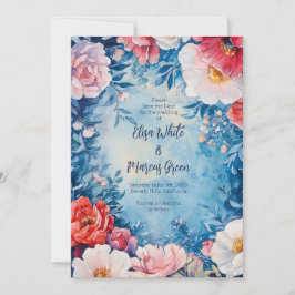 Elegante Blumen Rahmen Vintage Hochzeit Save the D Ankündigung