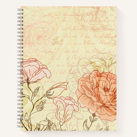 Elegante Blumen Rose Kalligrafie Vintage Notizblock (Vorderseite)