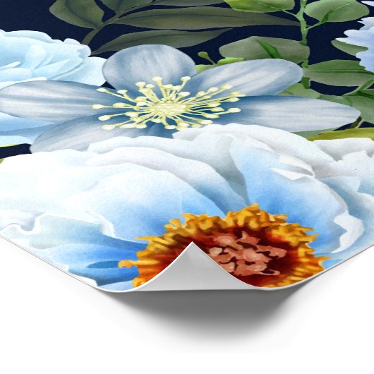 Elegante Blumen Ruhestand Party Begrüßungszeichen Poster (Ecke)