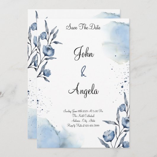 Elegante Blumen Save the Date Weeding Einladung (Vorne/Hinten)