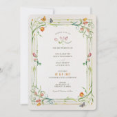 Elegante Blumen-Schmetterling-Hochzeit Einladung (Vorderseite)
