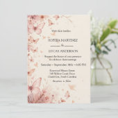 Elegante Blumen-Schmetterling-Hochzeit Einladung (Stehend Vorderseite)