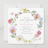 Elegante Blumen-Schmetterling-Kinderdusche Einladu Einladung (Vorderseite)