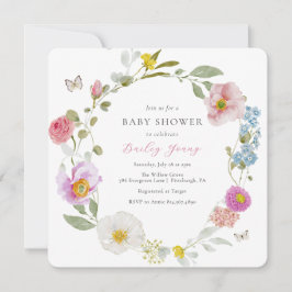 Elegante Blumen-Schmetterling-Kinderdusche Einladu Einladung