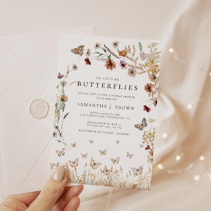 Elegante Blumen-Schmetterlinge Brautparty Einladung