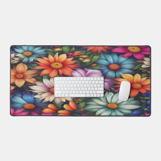 Elegante Blumen - Schreibtisch Mat Schreibtischunterlage (Tastatur & Maus)