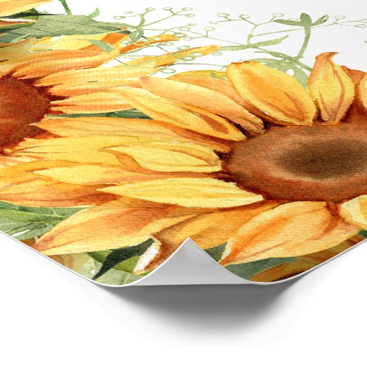 Elegante Blumen Sonnenblume Babydusche Begrüßungsz Poster (Ecke)