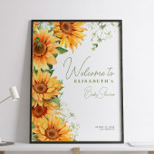 Elegante Blumen Sonnenblume Babydusche Begrüßungsz Poster