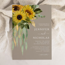 Elegante Blumen-Sonnenblumen-Eukalyptus-Hochzeit