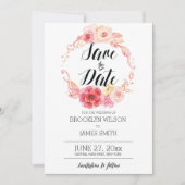 Elegante Blumen speichern Sie die Datumskarten mit Save The Date (Vorderseite)