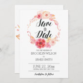 Elegante Blumen speichern Sie die Datumskarten mit Save The Date (Vorne/Hinten)