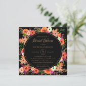 Elegante Blumen Square Bridal Dusche Einladung (Stehend Vorderseite)