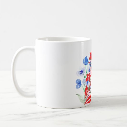 Elegante Blumen- und Blätterkunst | Minimal Kaffeetasse (Links)