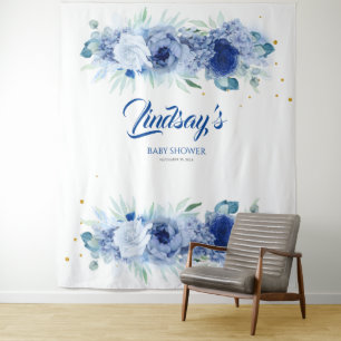 Elegante Blumen und Goldfetti Wandteppich