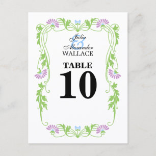 Elegante Blumen- und Ranken-Tischnummernkarte Postkarte