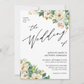 Elegante Blumen-Vegetation auf einer Hochzeit Einladung (Vorderseite)