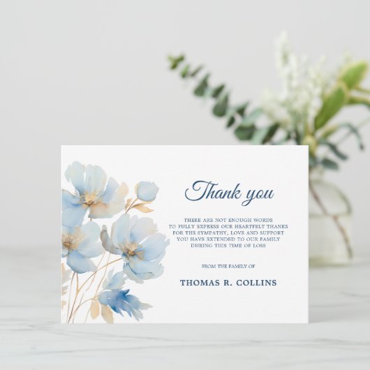 Elegante Blumen Vielen Dank Karten nach der Beerdi (Stehend Vorderseite)