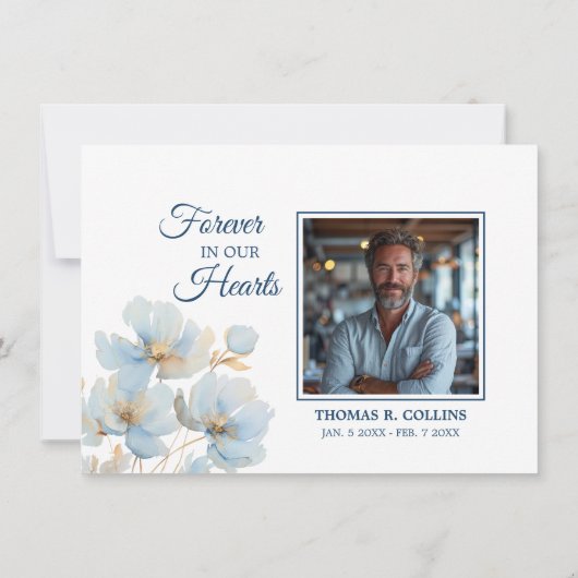 Elegante Blumen Vielen Dank Karten nach der Beerdi (Rückseite)