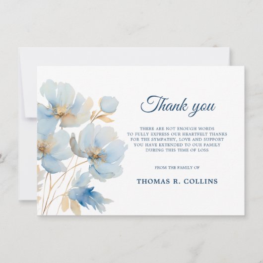 Elegante Blumen Vielen Dank Karten nach der Beerdi (Vorderseite)