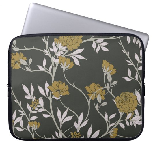 Elegante Blumen: Vintages Musterdesign. Laptopschutzhülle (Vorderseite)