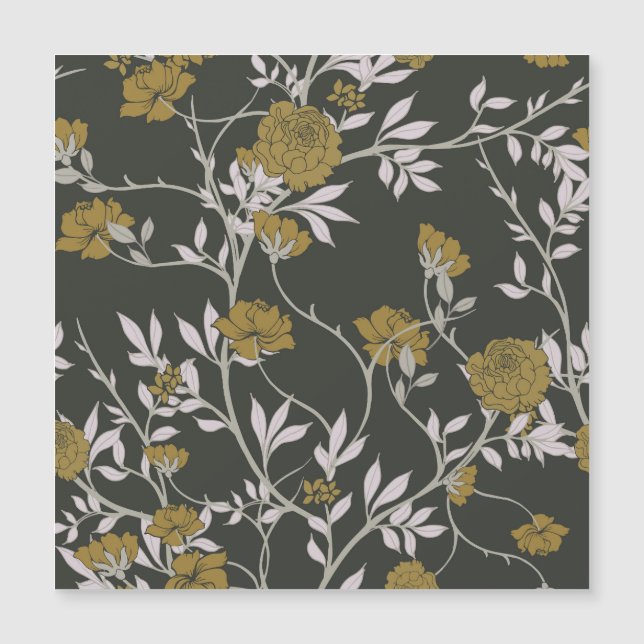 Elegante Blumen: Vintages Musterdesign. Magnetkarte (Vorderseite)