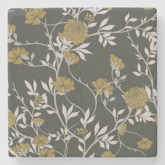 Elegante Blumen: Vintages Musterdesign. Steinuntersetzer (Vorderseite)