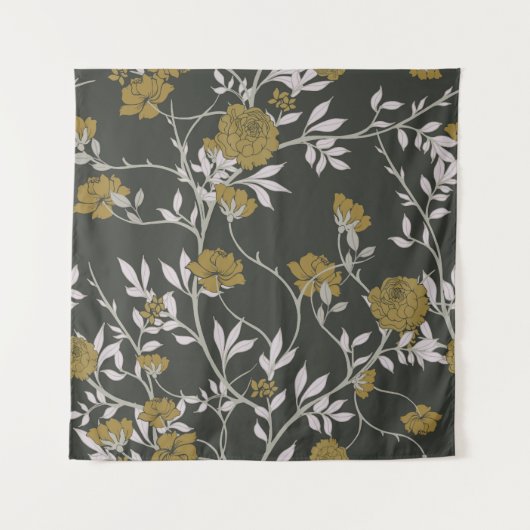 Elegante Blumen: Vintages Musterdesign. Wandteppich (Vorderseite)